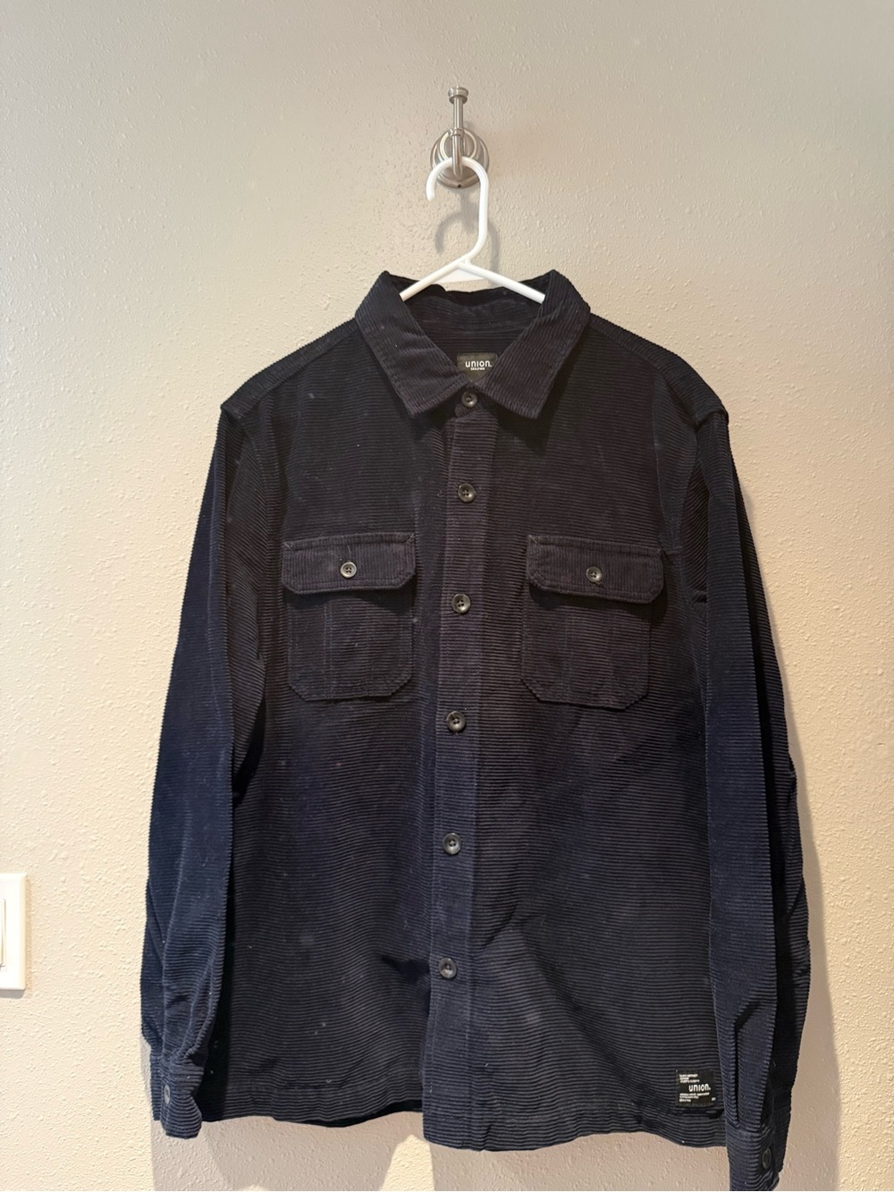 14th & Union Bay Mens Dark Navy Blue Corduroy Utility Shacket Jacket Large New